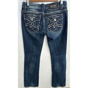 Miss Me Y2K Jeans Irene Boot Womens 28 Thick Stitch‎ Flap Pocket Dark Wash Denim